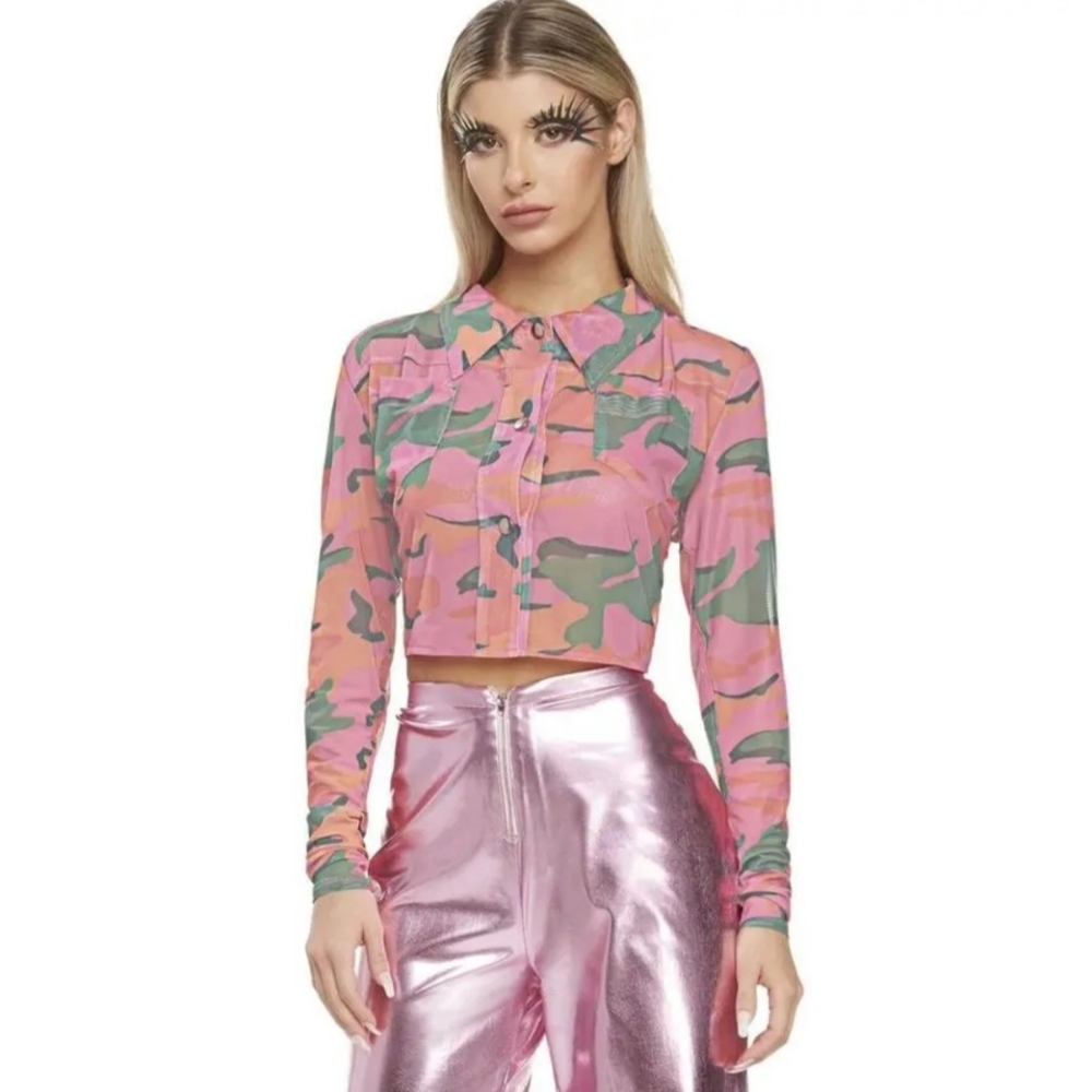 NWT Pink Camo Cropped Jacket For Adults – Iridescent Glam Size L/XL 10-12